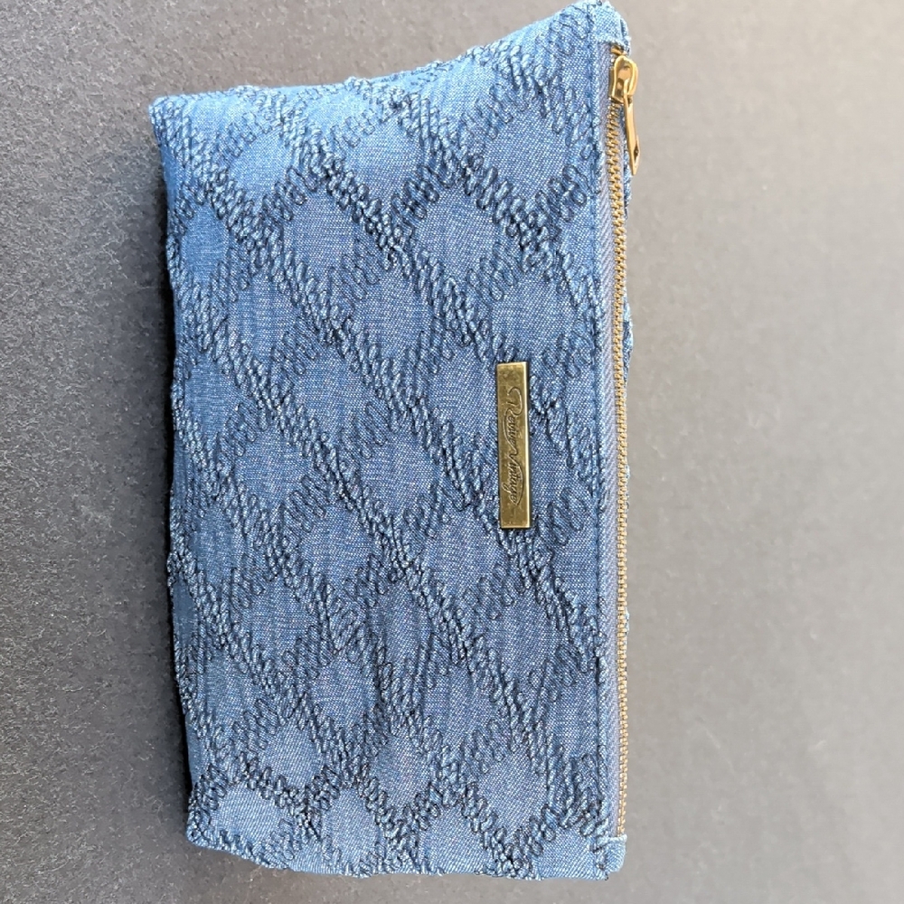 Blue Textured Cosmetic Bag